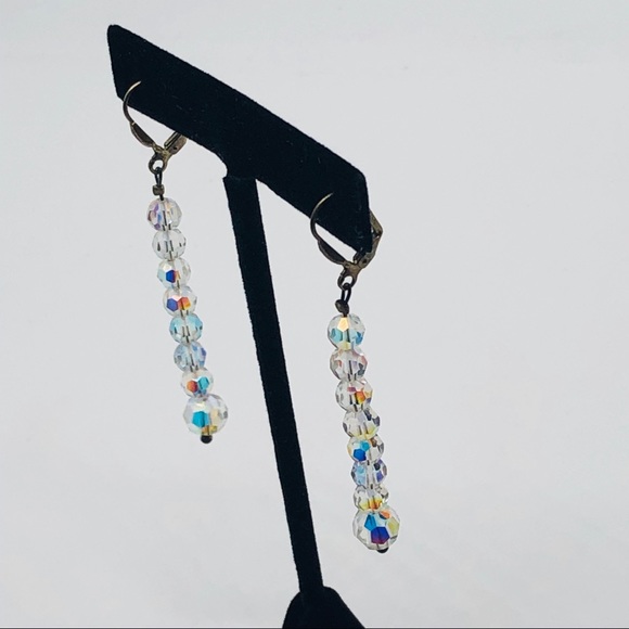 Iridescent Beaded Drop Earrings - Picture 2 of 3